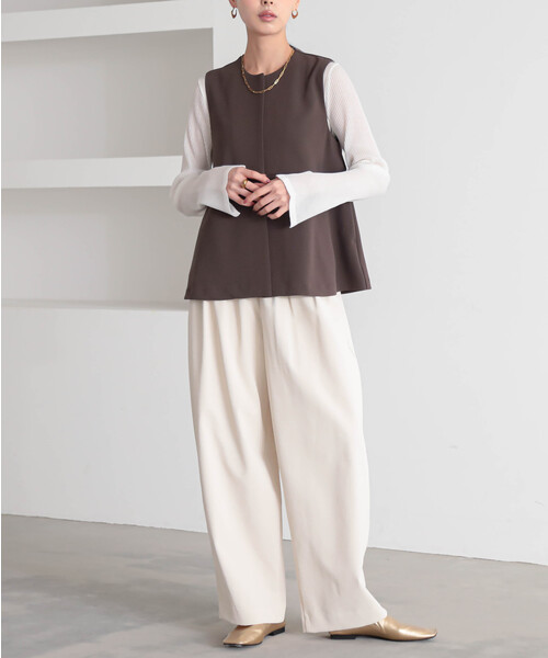 for/c(フォーシー)の「ペプラムジレ【サスティナブル】(ベスト・レディース・ブラウン/ブラック・L/M/S)」の9枚目の写真