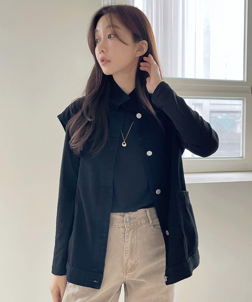 Doula Doula（ドゥーラドゥーラ）の「デニムオーバーサイズベスト（ベスト・レディース・ブルー/ブラック・FREE）」の3枚目の写真