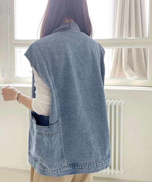 Doula Doula（ドゥーラドゥーラ）の「デニムオーバーサイズベスト（ベスト・レディース・ブルー/ブラック・FREE）」の15枚目の写真