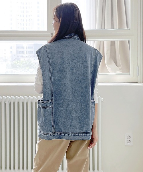 Doula Doula（ドゥーラドゥーラ）の「デニムオーバーサイズベスト（ベスト・レディース・ブルー/ブラック・FREE）」の19枚目の写真