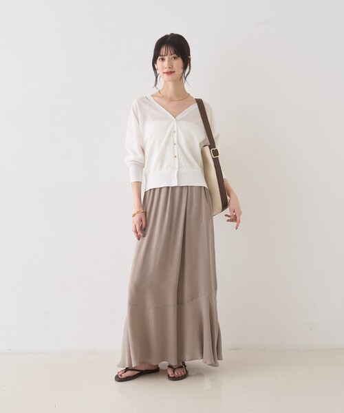 Rouge vif（ルージュヴィフ）の「ネックスリットVネックシアーカーディガン/ニット（カーディガン/ボレロ・レディース・グレー/オフホワイト/グリーン・フリー）」の18枚目の写真