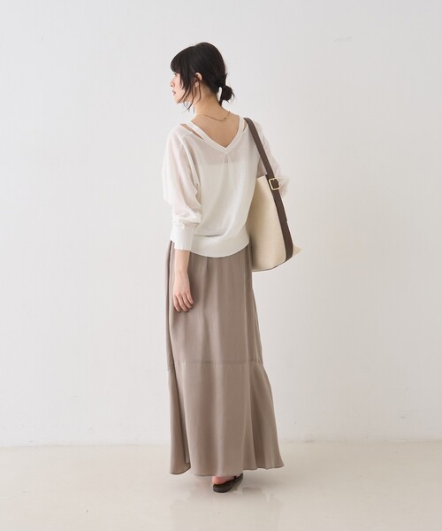 Rouge vif（ルージュヴィフ）の「ネックスリットVネックシアーカーディガン/ニット（カーディガン/ボレロ・レディース・グレー/オフホワイト/グリーン・フリー）」の22枚目の写真