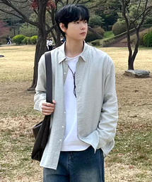 PRAIRIE（プレリー）の「シルキー ストライプ シャツ (ライトグリーン)（シャツ/ブラウス）」