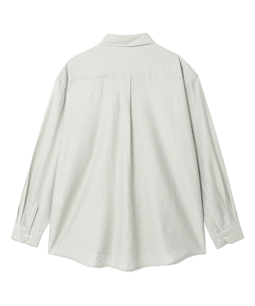 PRAIRIE(KR)(プレーリー)の「シルキー ストライプ シャツ (ライトグリーン)(シャツ/ブラウス・メンズ・ライトグリーン・LARGE/MEDIUM)」の7枚目の写真
