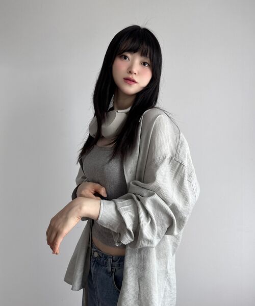 PRAIRIE(KR)(プレーリー)の「シルキー ストライプ シャツ (ライトグリーン)(シャツ/ブラウス・メンズ・ライトグリーン・LARGE/MEDIUM)」の16枚目の写真