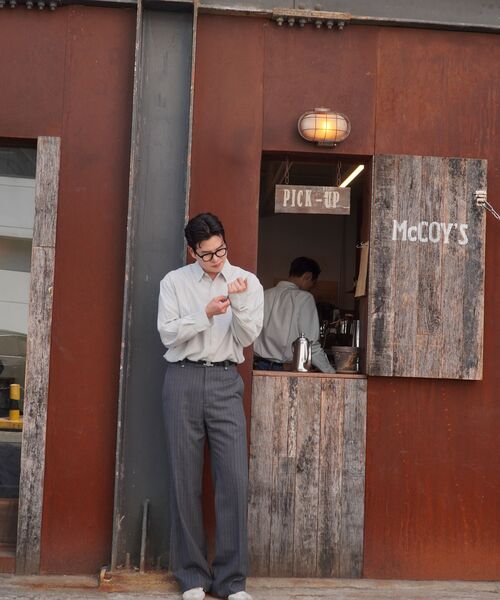 PRAIRIE(KR)(プレーリー)の「シルキー ストライプ シャツ (ライトグリーン)(シャツ/ブラウス・メンズ・ライトグリーン・LARGE/MEDIUM)」の21枚目の写真