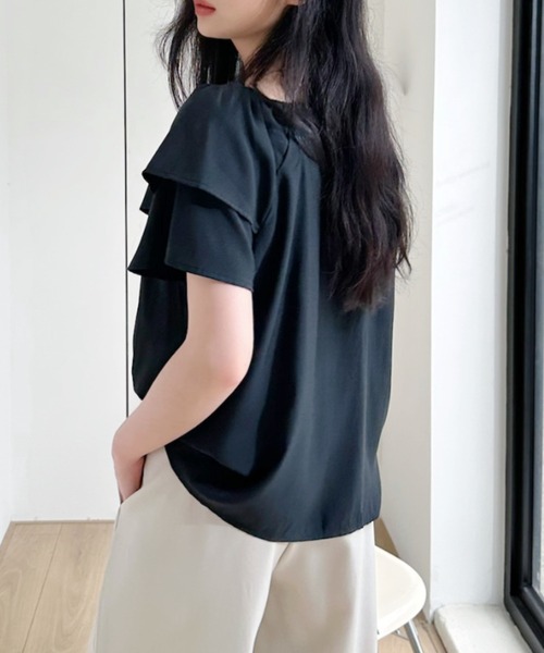 Ada.(エイダ)の「フロントギャザー フレアフレンチスリーブブラウス(シャツ/ブラウス・レディース・ホワイト/ブラック/ベージュ・FREE)」の13枚目の写真