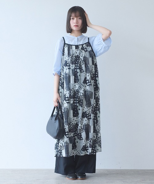 bulle de savon(ビュルデサボン)の「△patchwork プリント ワンピース(ワンピース・レディース・ブラック・FREE)」の4枚目の写真