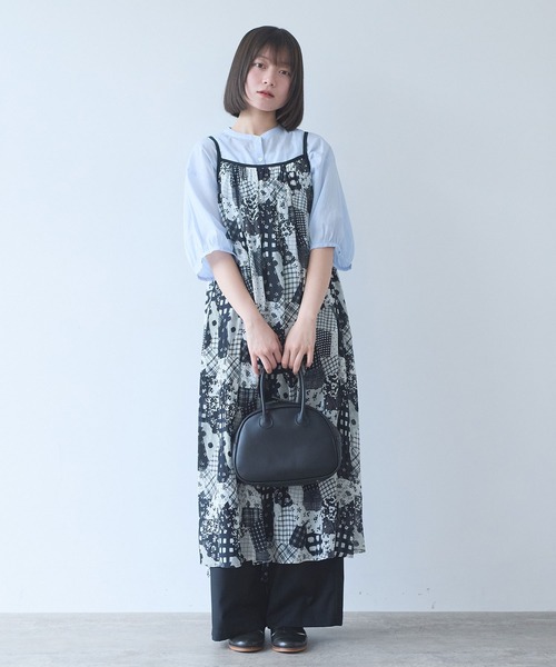 bulle de savon(ビュルデサボン)の「△patchwork プリント ワンピース(ワンピース・レディース・ブラック・FREE)」の6枚目の写真