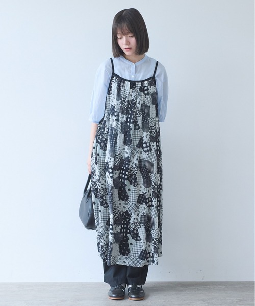 bulle de savon(ビュルデサボン)の「△patchwork プリント ワンピース(ワンピース・レディース・ブラック・FREE)」の7枚目の写真
