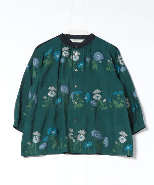 SUPER HAKKA（スーパーハッカ）の「レインボーマーガレットカットジャカード　コクーンスリーブブラウス（シャツ/ブラウス・レディース・ベージュ/グリーン・FREE）」の2枚目の写真