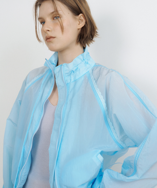 LUCIR ZU(ルシールズ)の「Sheer Lace Tape Jumper (soft aqua)(ナイロンジャケット・レディース・その他・FREE)」の3枚目の写真