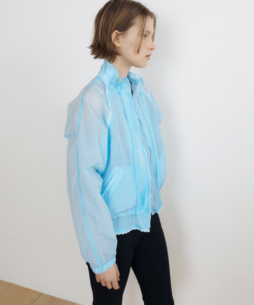 LUCIR ZU(ルシールズ)の「Sheer Lace Tape Jumper (soft aqua)(ナイロンジャケット・レディース・その他・FREE)」の4枚目の写真