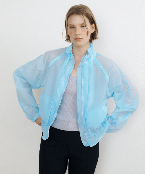 LUCIR ZU(ルシールズ)の「Sheer Lace Tape Jumper (soft aqua)(ナイロンジャケット・レディース・その他・FREE)」の6枚目の写真