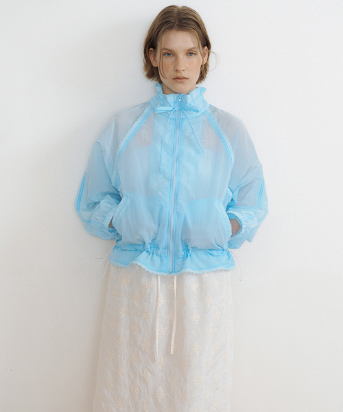 LUCIR ZU(ルシールズ)の「Sheer Lace Tape Jumper (soft aqua)(ナイロンジャケット・レディース・その他・FREE)」の7枚目の写真