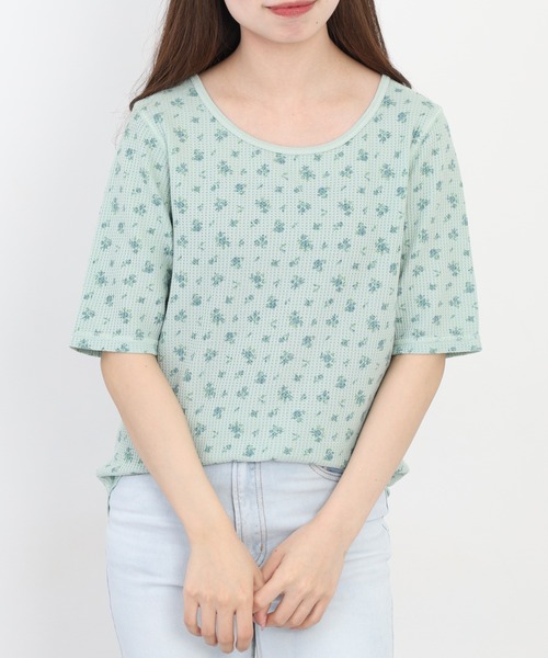 JEMORGAN(ジェーイーモーガン)の「JEMORGAN ワッフル花柄ピグメント加工H/Sクルー(パック)(Tシャツ/カットソー・レディース・ブルー/グレー/イエロー・F)」の20枚目の写真