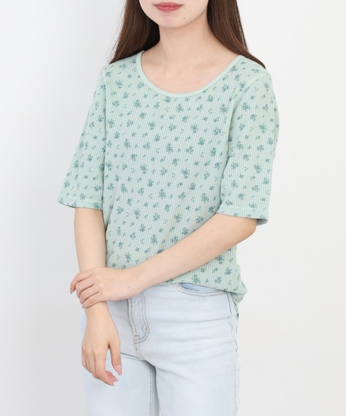 JEMORGAN(ジェーイーモーガン)の「JEMORGAN ワッフル花柄ピグメント加工H/Sクルー(パック)(Tシャツ/カットソー・レディース・ブルー/グレー/イエロー・F)」の21枚目の写真