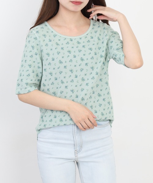 JEMORGAN(ジェーイーモーガン)の「JEMORGAN ワッフル花柄ピグメント加工H/Sクルー(パック)(Tシャツ/カットソー・レディース・ブルー/グレー/イエロー・F)」の22枚目の写真
