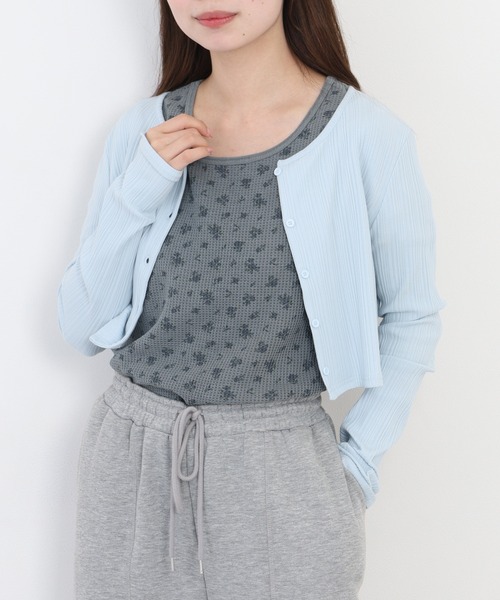 JEMORGAN(ジェーイーモーガン)の「JEMORGAN ワッフル花柄ピグメント加工H/Sクルー(パック)(Tシャツ/カットソー・レディース・ブルー/グレー/イエロー・F)」の14枚目の写真