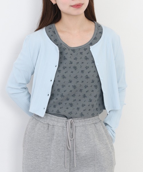 JEMORGAN(ジェーイーモーガン)の「JEMORGAN ワッフル花柄ピグメント加工H/Sクルー(パック)(Tシャツ/カットソー・レディース・ブルー/グレー/イエロー・F)」の15枚目の写真