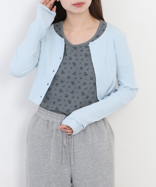 JEMORGAN(ジェーイーモーガン)の「JEMORGAN ワッフル花柄ピグメント加工H/Sクルー(パック)(Tシャツ/カットソー・レディース・ブルー/グレー/イエロー・F)」の17枚目の写真