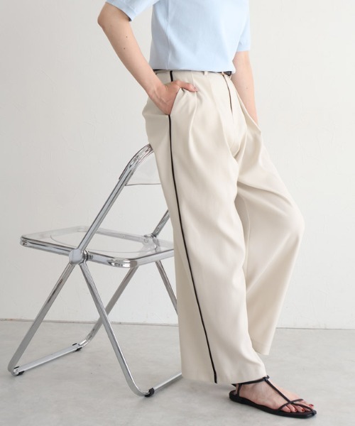 Pierrot(ピエロ)の「サイドラインタックワイドパンツ(その他パンツ・レディース・ネイビー/ベージュ系その他・M/PM)」の9枚目の写真