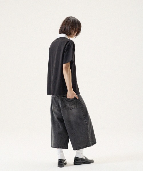 MSG(エムエスジー)の「ワイドシルエットバギージョーツ ハーフデニム(デニムパンツ・メンズ・ブルー/ネイビー/ブラック/ブラック系・L/XL/S/M)」の13枚目の写真