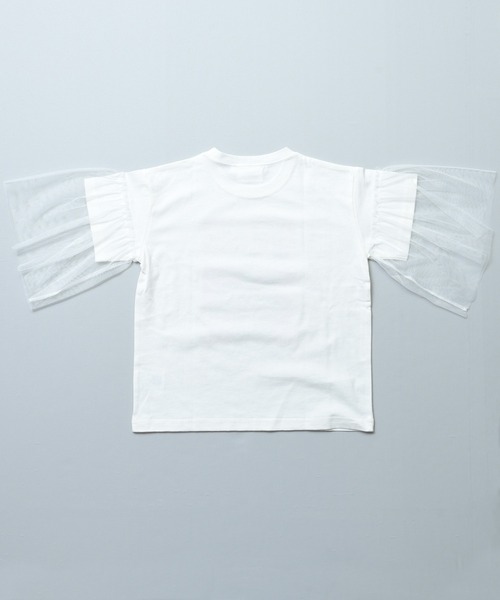 MARKEY'S（マーキーズ）の「【E.T.】別注 袖チュールTシャツ（Tシャツ/カットソー・キッズ・チャコール/ホワイト・100/150/120/110/90/140/130）」の10枚目の写真