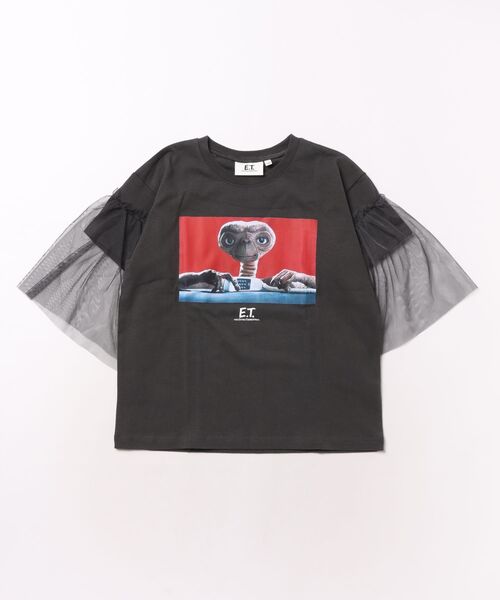 MARKEY'S（マーキーズ）の「【E.T.】別注 袖チュールTシャツ（Tシャツ/カットソー・キッズ・チャコール/ホワイト・100/150/120/110/90/140/130）」の13枚目の写真