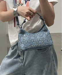 ストーン幾何柄2WAYハンドルショルダーバッグ
