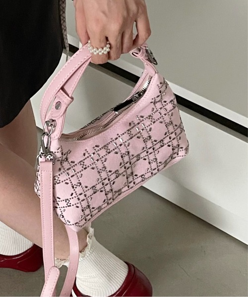 FINEnough(ファインナフ)の「ストーン幾何柄2WAYハンドルショルダーバッグ(ショルダーバッグ・レディース・ホワイト/ブラック/サックスブルー/ブルー・FREE)」の19枚目の写真