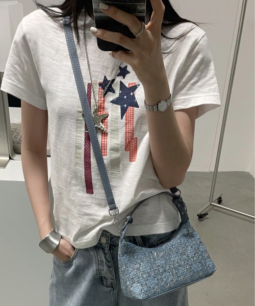 FINEnough(ファインナフ)の「ストーン幾何柄2WAYハンドルショルダーバッグ(ショルダーバッグ・レディース・ホワイト/ブラック/サックスブルー/ブルー・FREE)」の10枚目の写真