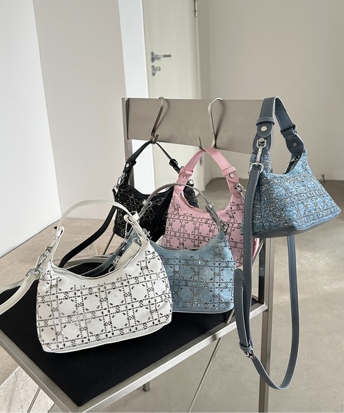 FINEnough(ファインナフ)の「ストーン幾何柄2WAYハンドルショルダーバッグ(ショルダーバッグ・レディース・ホワイト/ブラック/サックスブルー/ブルー・FREE)」の6枚目の写真