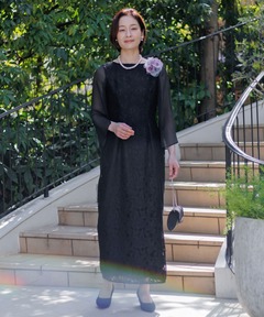 【WEB限定】フラワーモチーフレース×シフォンスリーブ/マザードレス/パーティー/クルージング/結婚式/二次会/演奏会/発表会