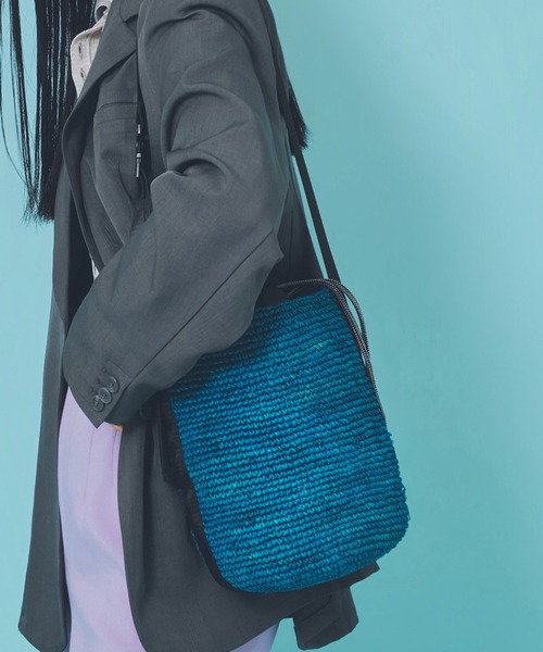 CONTROL FREAK / CTFK(コントロールフリーク)の「CONTROL FREAK(コントロールフリーク)ラフィアバケツショルダー(ショルダーバッグ・レディース・ブラウン/ナチュラル/ターコイズブルー・FREE)」の3枚目の写真