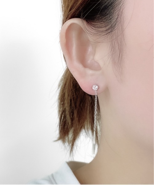 VIBGYOR(ヴィブジョー)の「aliru/CZロングチェーンステンレスピアス(ピアス(両耳用)・レディース・シルバー/ゴールド・FREE)」の12枚目の写真