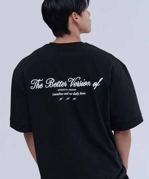 NINEZ(ナインゼット)の「コットンカットオフディテールオーバーサイズTシャツ (2色)(Tシャツ/カットソー・メンズ・ライトグレー/ブラック・MEDIUM/LARGE/X-LARGE/2XL)」の5枚目の写真