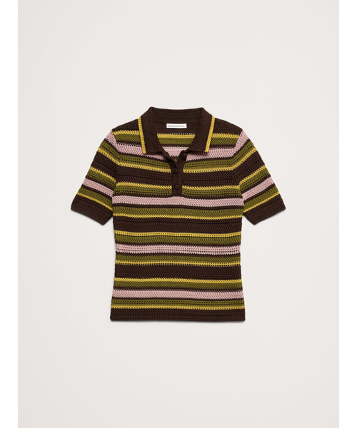 Banana Republic(バナナリパブリック)の「クロシェ ストライプ コットン ニットポロ(ニット/セーター・レディース・マルチ・S/XS/M/L)」の4枚目の写真