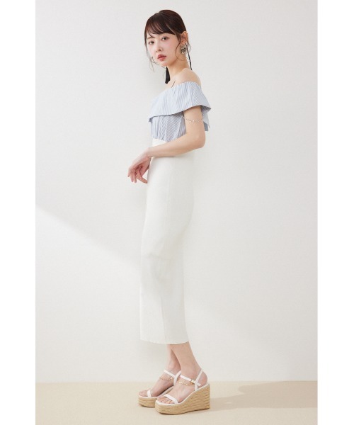 rienda(リエンダ)の「2WAYフロントジップビッグカラータイトニットワンピース 春服 夏服(ワンピース・レディース・ブラック/ホワイト/ライム・FREE)」の5枚目の写真