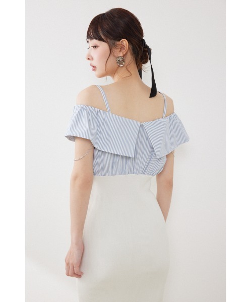 rienda(リエンダ)の「2WAYフロントジップビッグカラータイトニットワンピース 春服 夏服(ワンピース・レディース・ブラック/ホワイト/ライム・FREE)」の8枚目の写真