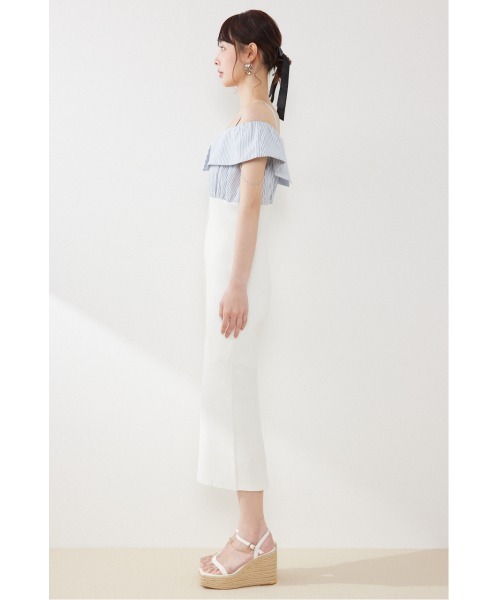 rienda(リエンダ)の「2WAYフロントジップビッグカラータイトニットワンピース 春服 夏服(ワンピース・レディース・ブラック/ホワイト/ライム・FREE)」の10枚目の写真
