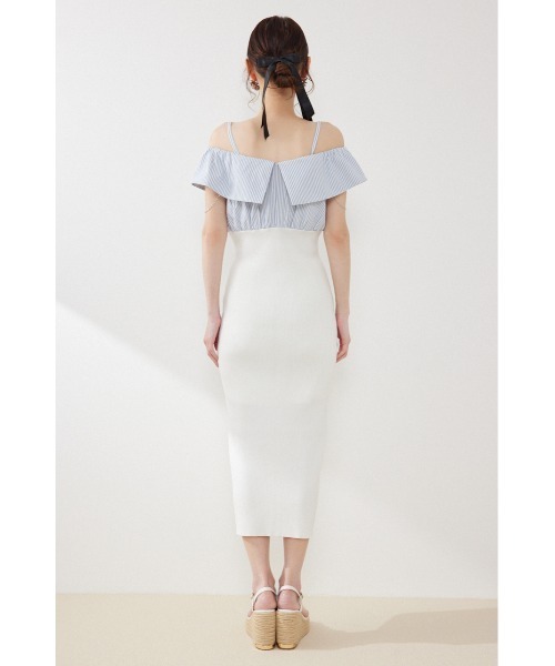 rienda(リエンダ)の「2WAYフロントジップビッグカラータイトニットワンピース 春服 夏服(ワンピース・レディース・ブラック/ホワイト/ライム・FREE)」の11枚目の写真