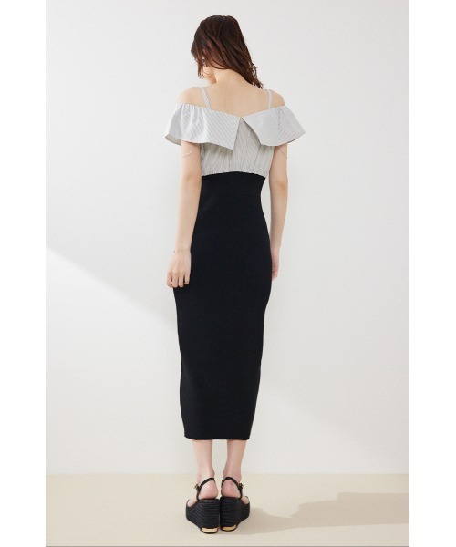 rienda(リエンダ)の「2WAYフロントジップビッグカラータイトニットワンピース 春服 夏服(ワンピース・レディース・ブラック/ホワイト/ライム・FREE)」の20枚目の写真
