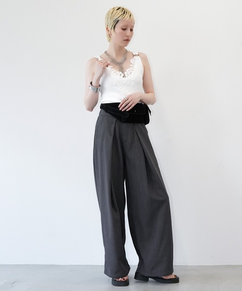 chuclla(チュクラ)の「ラップレイヤード ピンストライプワイドパンツ chw26s271(その他パンツ・レディース・ブラック・M/L/S)」の6枚目の写真