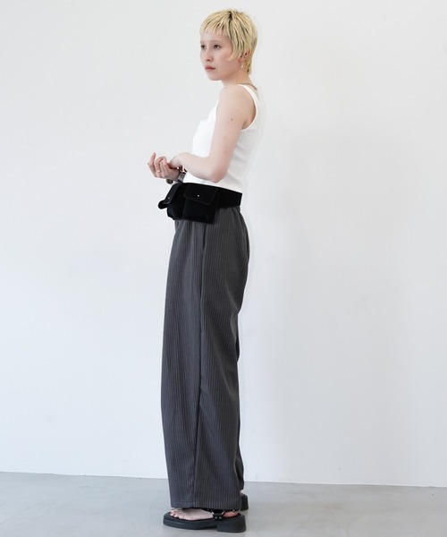 chuclla(チュクラ)の「ラップレイヤード ピンストライプワイドパンツ chw26s271(その他パンツ・レディース・ブラック・M/L/S)」の8枚目の写真