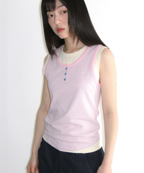 AMESWORLDWIDE(アメスワールドワイド)の「LAYERED BUTTON SLEEVELESS PINK(Tシャツ/カットソー・レディース・その他・FREE)」の6枚目の写真