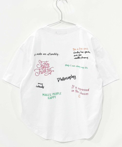 THE CASUAL(カジュアル)の「グラフィックプリント オーバーサイズ Tシャツ(Tシャツ/カットソー・キッズ・チャコール/ブラック系その他/ホワイト系その他/杢グレー/ブラック/オフホワイト・150cm/140cm/130cm/120cm/110cm/160cm)」の10枚目の写真