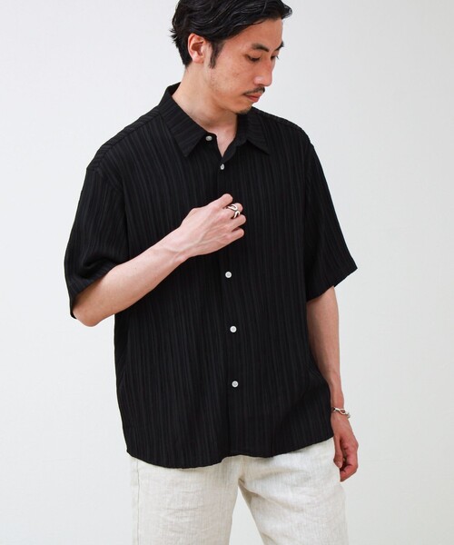 GLOSTER(グロスター)の「【軽やかな夏素材】シアーストライプ半袖シャツ(シャツ/ブラウス・メンズ・パープル/ブラック/オリーブ・S/L/M)」の17枚目の写真