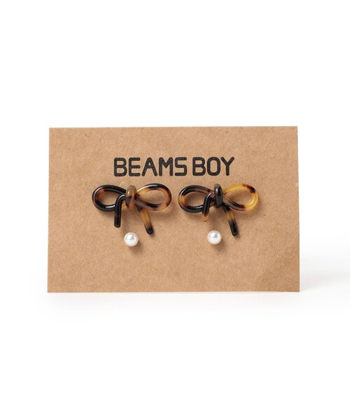 BEAMS BOY（ビームスボーイ）の「リボン ピアス セット（ピアス（両耳用）・レディース・ブラウン/ブラック・ONE SIZE）」の2枚目の写真