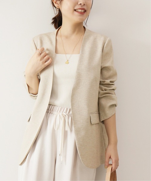 unknown / ノーカラージャケット シルク オーバーサイズ デザイン古着 ブランド古着】ノーカラージャケット（ノーカラージャケット）｜Spick